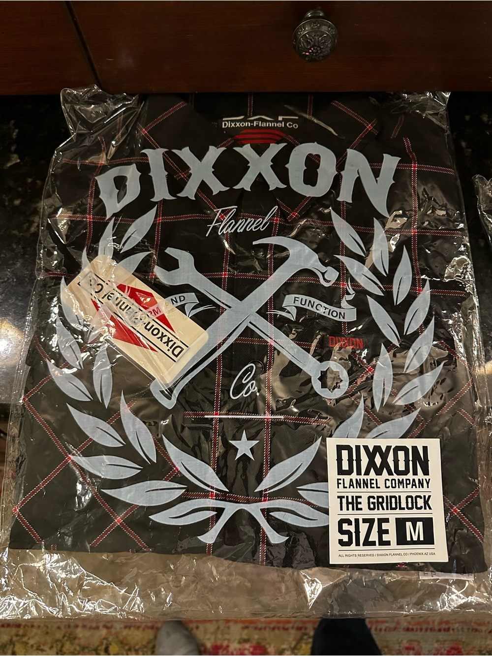 DIXXON Black Plaid Flannel Button-Down Shirt with Red Accents